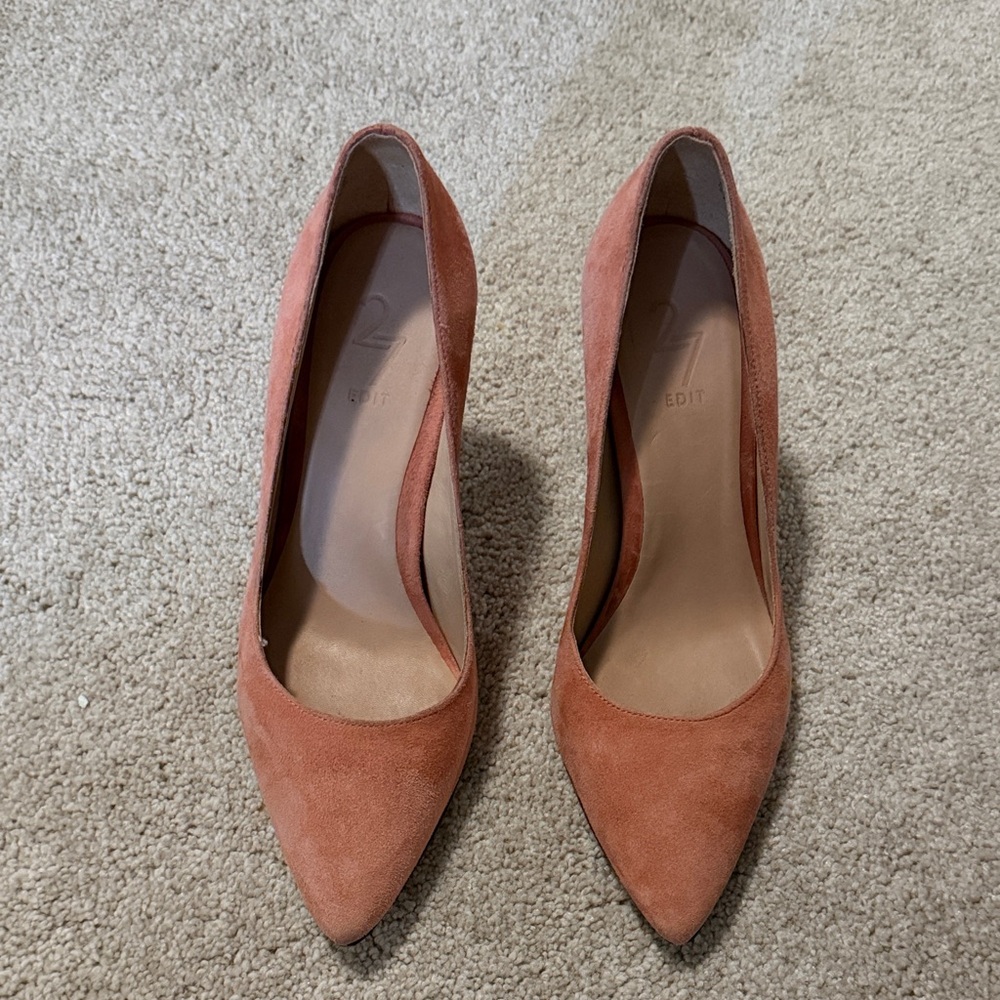 EDIT 27 pink suede heels